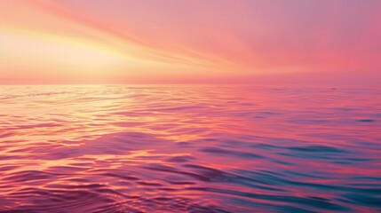 Obraz premium Dramatic sunset over the ocean, intense orange and pink sky, calm water