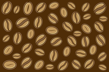 Unique abstract coffee beans vector background.