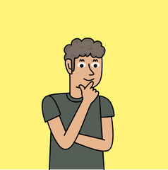 boy with many doubts thinking.eps