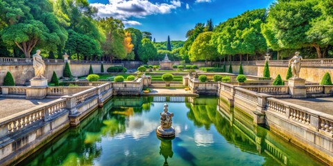 Fototapeta premium Beautiful gardens at Les jardins de la Fontaine in Nimes, France