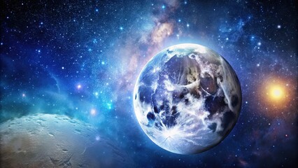 Obraz premium Rising moon in space with stars and galaxies in the background, moon, space, stars, galaxies, universe