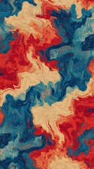 Vivid abstract liquid red blue marble art