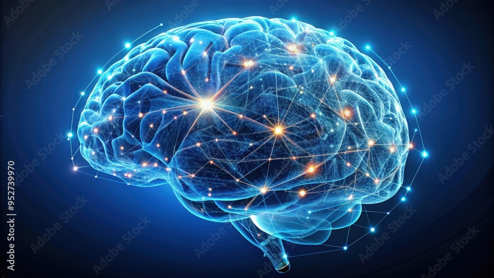 Poster of a wired brain symbolizing the next step in artificial intelligence, technology, intelligence, ai