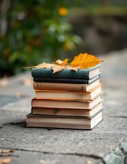 portrait of stacked books