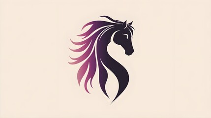 Obraz premium A realistic pony club logo featuring a stylized pony silhouette with flowing mane and tail, set against a light solid color background