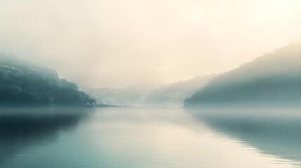 Obraz premium A serene landscape with a soft gradient background, showcasing a watermarked image being removed digitally, with an emphasis on the clarity of the untouched elements