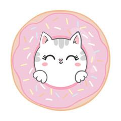 Hand Drawn cute cat sketch vector illustration, Kids Print design, children trend print on t-shirt girl