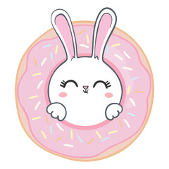 Hand Drawn Bunny. Cute Rabbit Vector. Print Design for Kids Fashion.