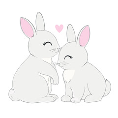 Fototapeta premium Hand Drawn Bunny. Cute Rabbit Vector. Print Design for Kids Fashion.