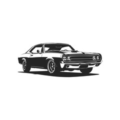 Vintage  old car vector illustration. Retro Logo of car black silhouette	