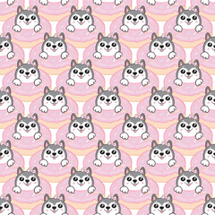 Seamless pattern with corgi dogs. For children's fabric design, wallpaper, backgrounds, wrapping paper, scrapbooking, etc. Vector illustration
