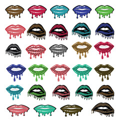 Dripping Lips Graphic Bundle Leopard Lip Set of lips icon