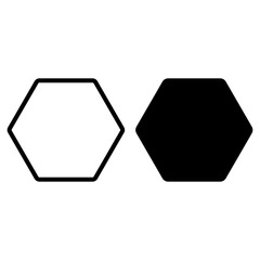 hexagon icon line black and white isolated on white background