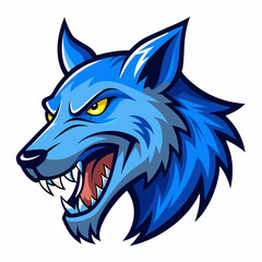 Angry Wolf Head in Manga Style, Blue Shades, Left View