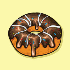 Dark black chocolate  Donut  vector design