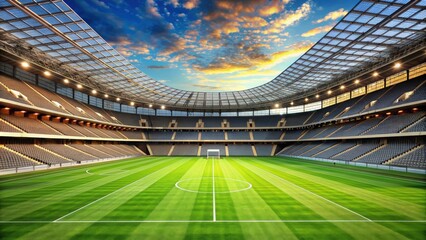 Modern football stadium ready for soccer match , sports, football, soccer, stadium, event, competition, fans, game, field