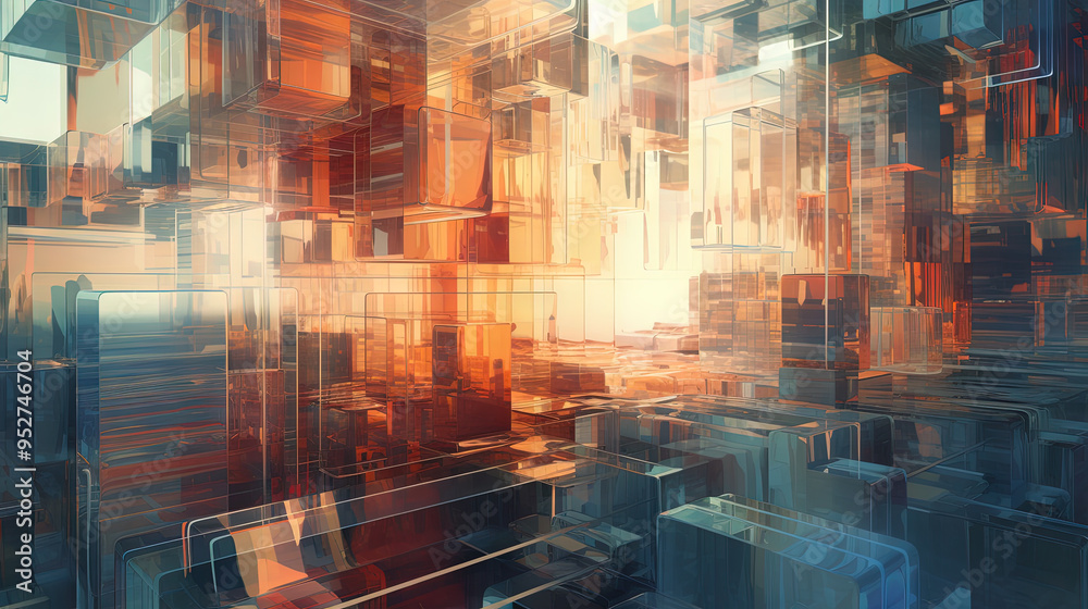 Aufkleber Abstract background with structure of cubes. Colorful cubes texture for technology backdrop