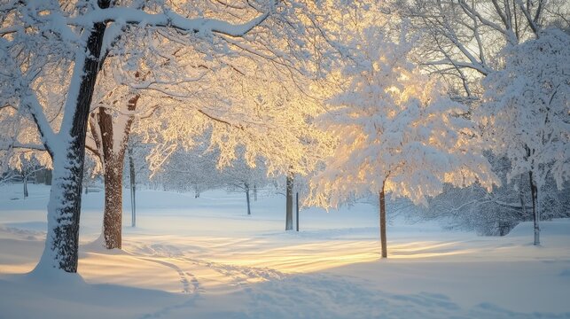 Hamilton's Ancaster, snow-covered trees at sunrise