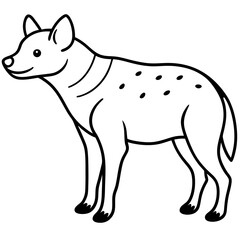 Childlike Hyena Profile Rounded, Contour Line Art on White Background