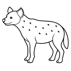Childlike Hyena Profile Rounded, Contour Line Art on White Background