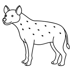 Childlike Hyena Profile Rounded, Contour Line Art on White Background