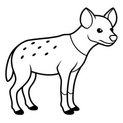 Childlike Hyena Profile Rounded, Contour Line Art on White Background