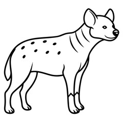 Childlike Hyena Profile Rounded, Contour Line Art on White Background