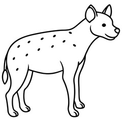 Childlike Hyena Profile Rounded, Contour Line Art on White Background