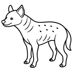 Childlike Hyena Profile Rounded, Contour Line Art on White Background