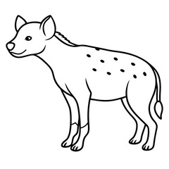 Childlike Hyena Profile Rounded, Contour Line Art on White Background