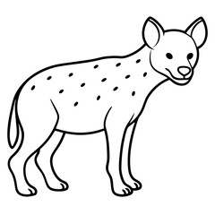 Childlike Hyena Profile Rounded, Contour Line Art on White Background