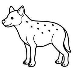 Childlike Hyena Profile Rounded, Contour Line Art on White Background