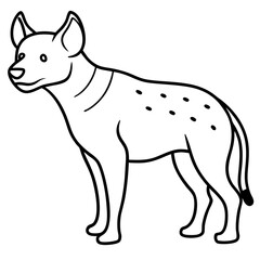 Childlike Hyena Profile Rounded, Contour Line Art on White Background