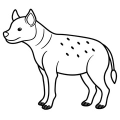 Childlike Hyena Profile Rounded, Contour Line Art on White Background