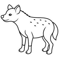 Childlike Hyena Profile Rounded, Contour Line Art on White Background