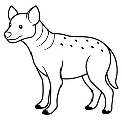 Childlike Hyena Profile Rounded, Contour Line Art on White Background