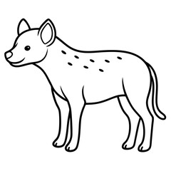 Childlike Hyena Profile Rounded, Contour Line Art on White Background