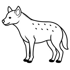 Childlike Hyena Profile Rounded, Contour Line Art on White Background