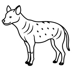 Childlike Hyena Profile Rounded, Contour Line Art on White Background