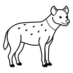 Childlike Hyena Profile Rounded, Contour Line Art on White Background