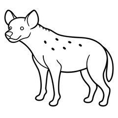 Childlike Hyena Profile Rounded, Contour Line Art on White Background