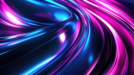 A dynamic, high-tech abstract design featuring smooth metallic surfaces and glowing neon accents in a futuristic style.