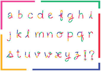 Colorful vector alphabet letters set for school education design with Korean traditional color