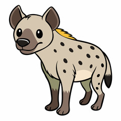 Childlike Hyena Profile - Rounded Contour Vector Illustration