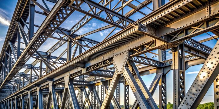 Closeup of a steel bridge structure, steel, bridge, closeup, metal, infrastructure, engineering, architecture