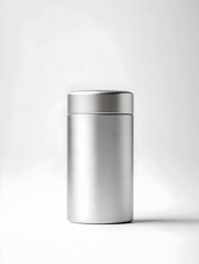 Minimalist Aluminum Deodorant Canister Against White Background