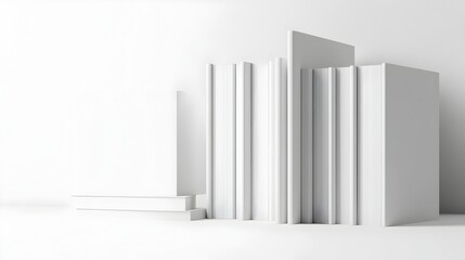 Minimalist Geometric Arrangement of Isolated 3D Rendered Product on Plain White Background