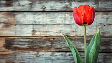Tulip on wood.