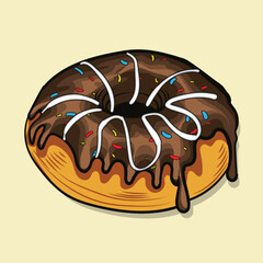 Yammy Donut  with chocolate creem design.