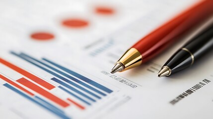 Red and Black Pens on a Bar Chart